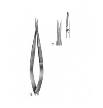 Micro Scissors, Spring Type  Flat Handles and Cross- Serration